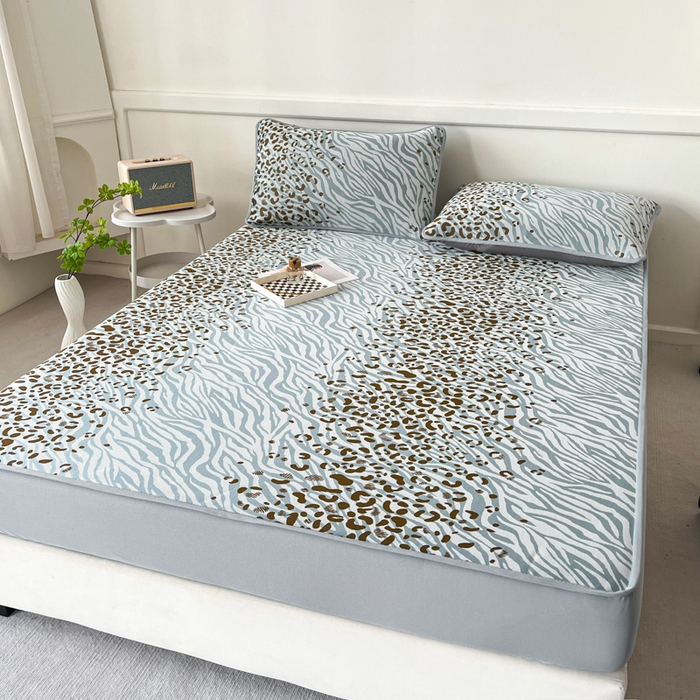 91家纺网 家纺一手货源 找家纺 子曰 2025新款高定版A类PE聚乙烯凉感凉席提花凉席床笠 魅野-蓝