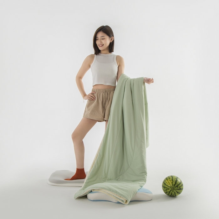 91家纺网 家纺一手货源 找家纺 金喜 2025新款锦氨冰川凉感被裸机面料夏凉被凉感薄被子-冰菓夏被 豆蔻绿 