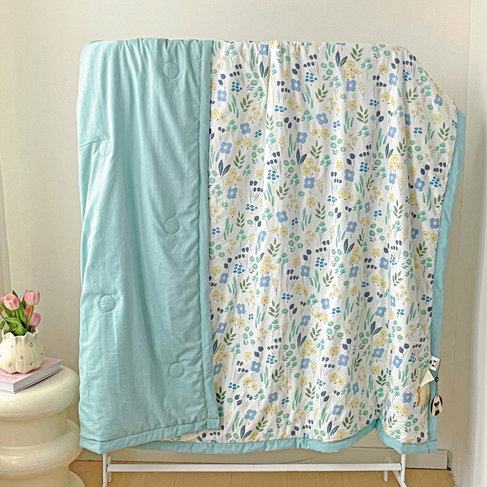 91家纺网 家纺一手货源 找家纺 富艺隆 2025新款水洗棉印花夏被 海岛清茶