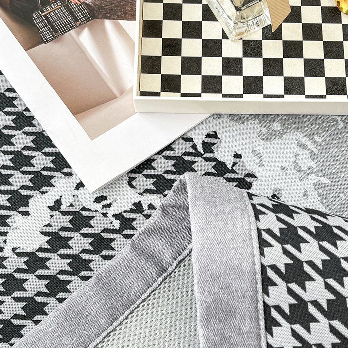 91家纺网 家纺一手货源 找家纺 子曰 2025新款高定版A类PE聚乙烯凉感凉席提花凉席床笠 千鸟格-灰【平铺款】