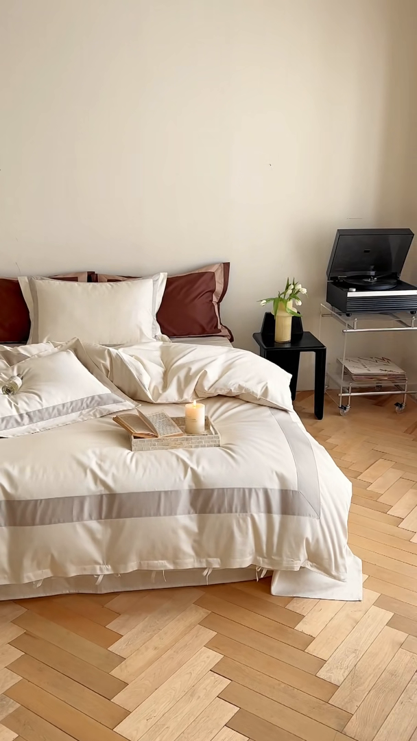 91家纺网 家纺一手货源 找家纺 （总）华超针织2025新款全棉长绒棉贡缎贴边四件套