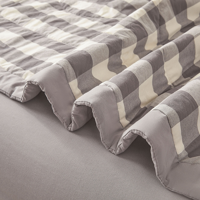 91家纺网 家纺一手货源 找家纺 创优家纺 2025新款无印风格子新疆棉夏被空调被纯棉花被夏被子薄被芯水洗棉包检测 灰中格