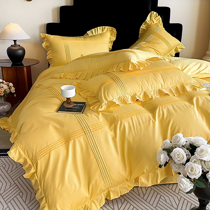 91家纺网 家纺一手货源 找家纺 （总）花香四季家纺 2025新款全棉13376公主风纯棉法式手工立体线条四件套