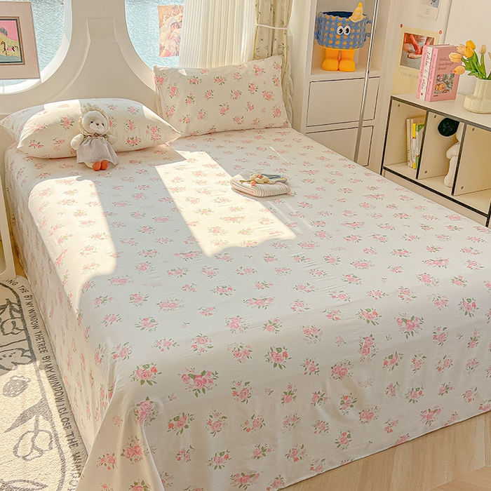 91家纺网 家纺一手货源 找家纺 眠帛家居 2025新款A类水洗皱皱纱印花床单 浪漫