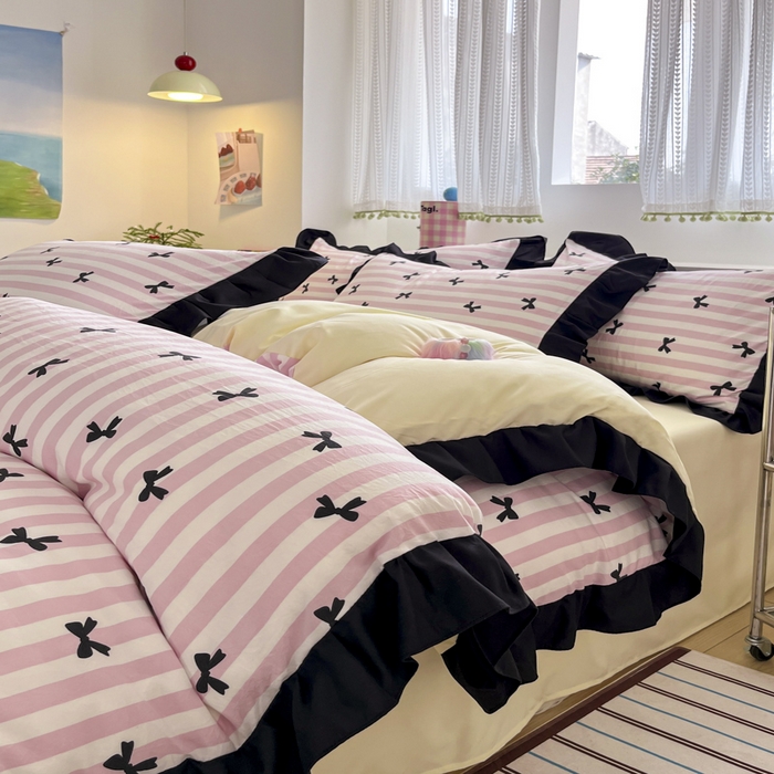 91家纺网 家纺一手货源 找家纺 （总）2025水洗棉花边四件套_9067