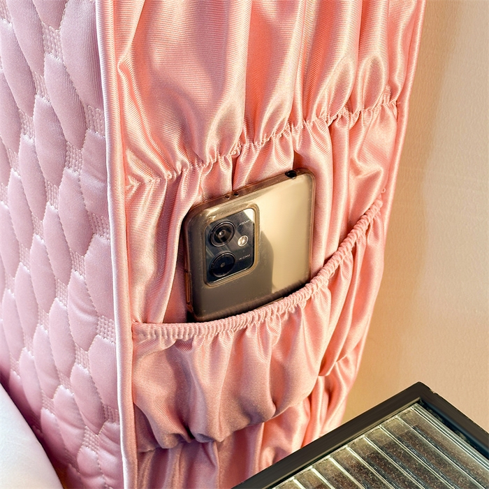 91家纺网 家纺一手货源 找家纺 情恒家纺 2025夏季款亮光布加厚双面用床头罩 樱桃粉