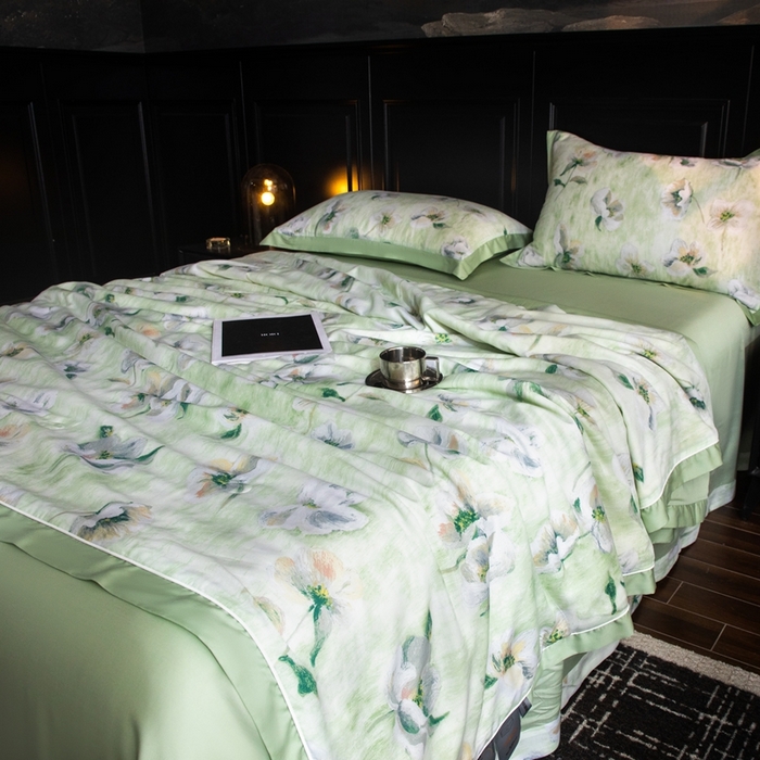 91家纺网 家纺一手货源 找家纺 （总）金喜 2025新款天丝夏被夏凉被薄被子套件数码印花夏被四件套