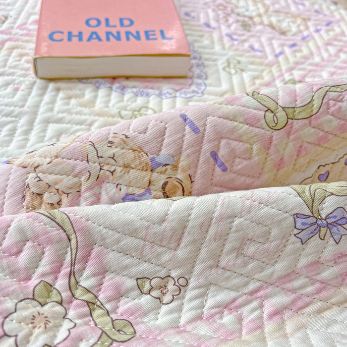 91家纺网 家纺一手货源 找家纺 羽爱家纺 2025新款A类双面全棉印花床盖套件 彩虹蛋糕