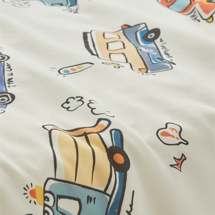 91家纺网 家纺一手货源 找家纺 艾佳宝贝 2025新款A类全棉纯棉儿童单枕套多尺寸可拆式枕头 巴士汽车