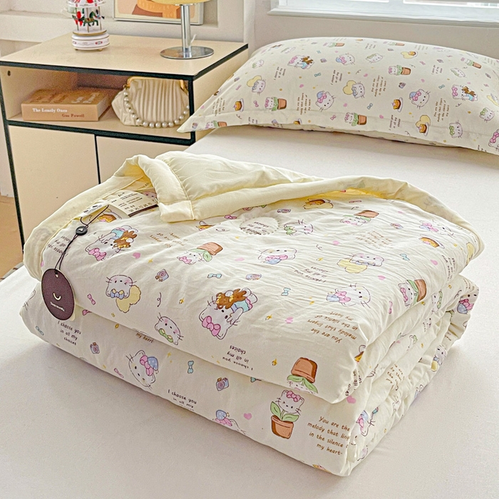 91家纺网 家纺一手货源 找家纺 富艺隆 2025新款水洗棉印花夏被 小豆喵