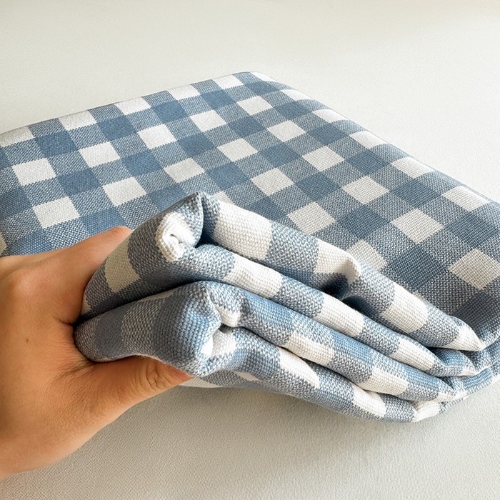 91家纺网 家纺一手货源 找家纺 晓时候 2025原棉老粗布床单凉席三件套软凉席子单床单 蓝小格