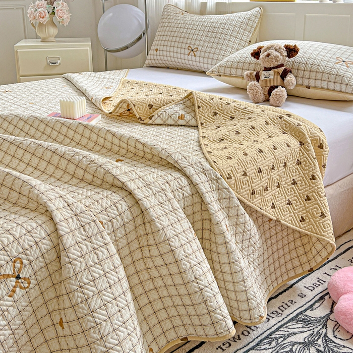 91家纺网 家纺一手货源 找家纺 羽爱家纺 2025新款A类双面全棉印花床盖套件 极简主义