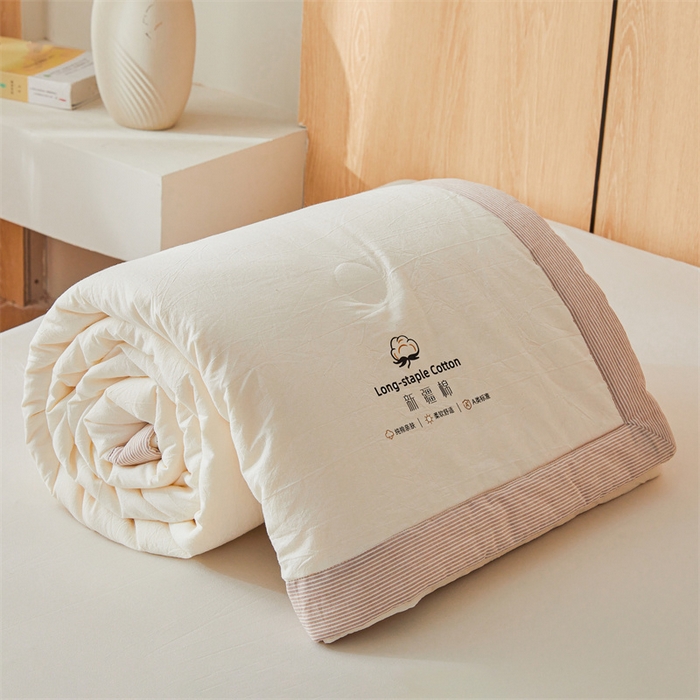 91家纺网 家纺一手货源 找家纺 （总）创优家纺 2025新款无印风格子新疆棉夏被空调被纯棉花被夏被子薄被芯水洗棉包检测