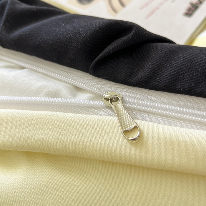 91家纺网 家纺一手货源 找家纺 2025水洗棉花边四件套_9067 蝴蝶结-条纹黄