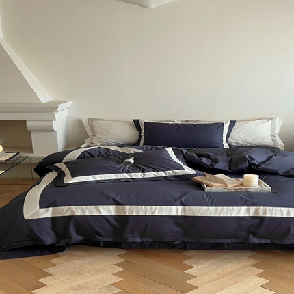 91家纺网 家纺一手货源 找家纺 （总）华超针织2025新款全棉长绒棉贡缎贴边四件套