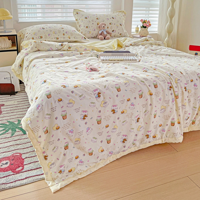 91家纺网 家纺一手货源 找家纺 富艺隆 2025新款水洗棉印花夏被 小豆喵