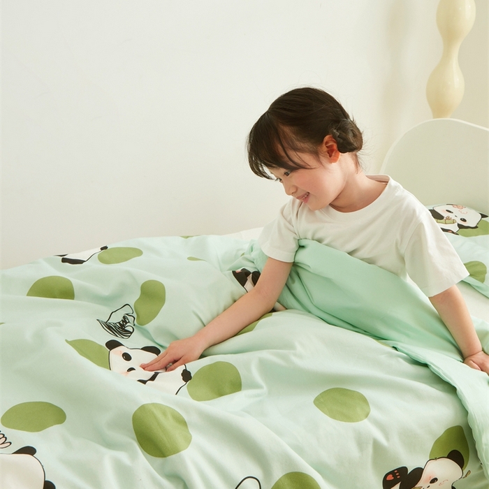 91家纺网 家纺一手货源 找家纺 艾佳宝贝 2025新款A类全棉纯棉儿童单枕套多尺寸可拆式枕头 lucky 熊猫