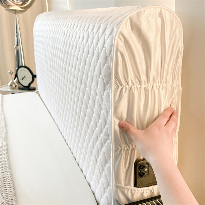 91家纺网 家纺一手货源 找家纺 情恒家纺 2025夏季款亮光布加厚双面用床头罩 象牙白