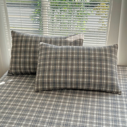 梦精灵家纺 2025新款全棉色织单枕套 利奥-蓝