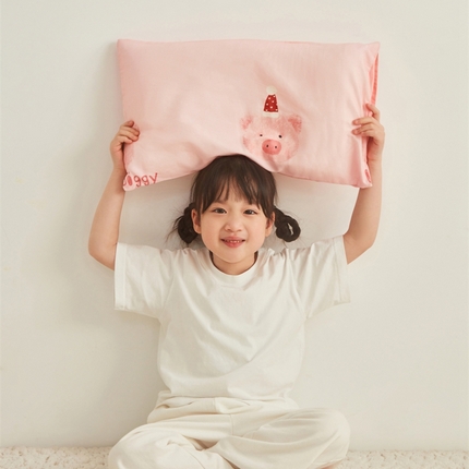 艾佳宝贝 2025新款A类全棉纯棉儿童单枕套多尺寸可拆式枕头 乖巧萌猪