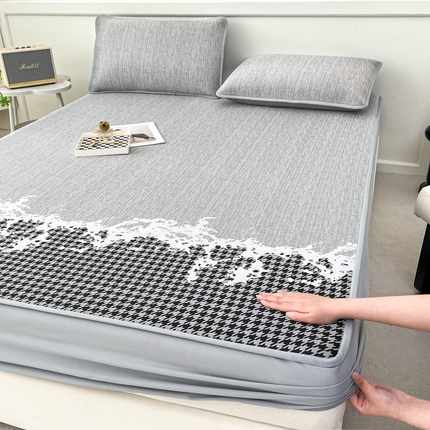 91家纺网 家纺一手货源 找家纺 （总）子曰 2025新款高定版A类PE聚乙烯凉感凉席提花凉席床笠