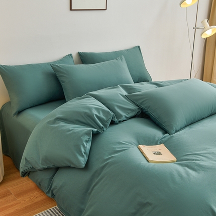 宇彬家纺 2025直播新款13374全棉母婴级简约轻奢小清新纯色四件套斜纹贡缎新疆长绒极简无印风系列 极简-摩卡绿