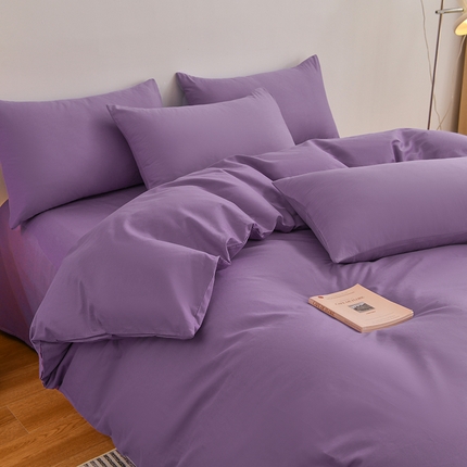 宇彬家纺 2025直播新款13374全棉母婴级简约轻奢小清新纯色四件套斜纹贡缎新疆长绒极简无印风系列 极简-典雅紫
