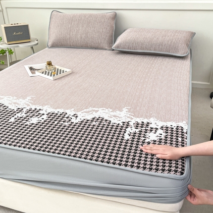 91家纺网 家纺一手货源 找家纺 （总）子曰 2025新款高定版A类PE聚乙烯凉感凉席提花凉席床笠