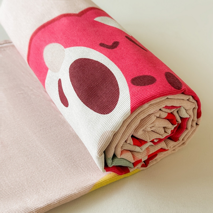 91家纺网 家纺一手货源 找家纺 晓时候 2025原棉老粗布床单凉席三件套软凉席子单床单 草莓熊