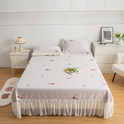 91家纺网 家纺一手货源 找家纺 春寻家纺 2025新款凉豆豆冰丝凉席席子-床裙款 小樱桃,小樱桃