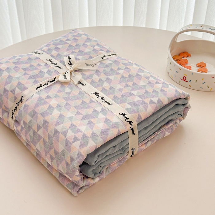 91家纺网 家纺一手货源 找家纺 塞纳 2026新款.全棉有氧双层纱四件套-场景二-赛琳娜-兰