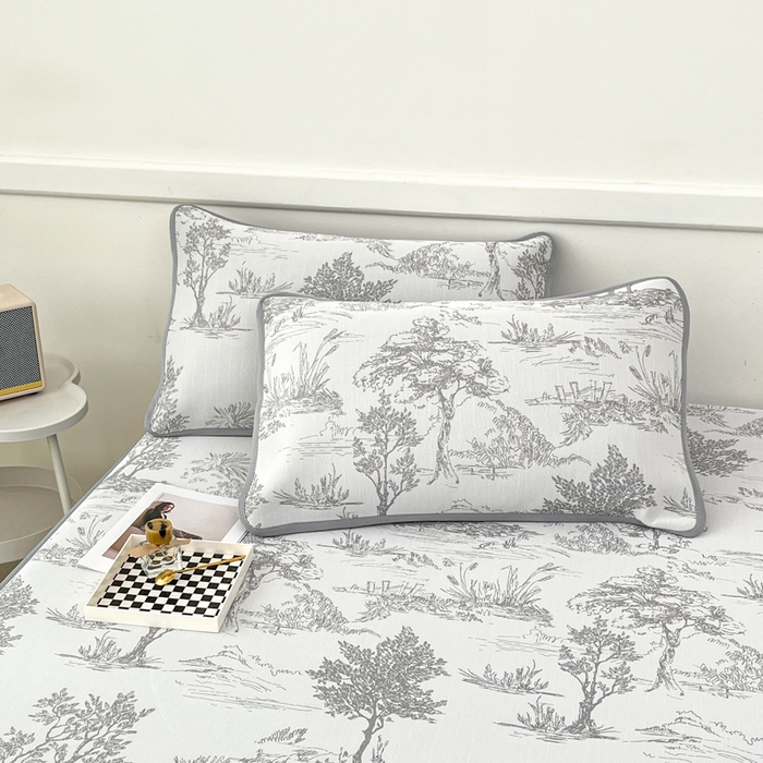 91家纺网 家纺一手货源 找家纺 子曰 2025新款高定版A类PE聚乙烯凉感凉席提花凉席床笠 秘境-灰【床笠款】