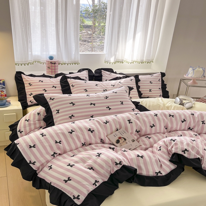 91家纺网 家纺一手货源 找家纺 （总）2025水洗棉花边四件套_9067