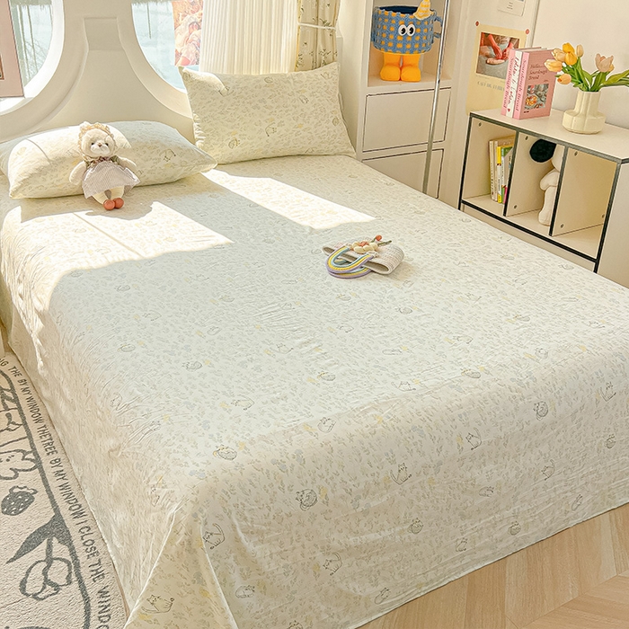 91家纺网 家纺一手货源 找家纺 （总）眠帛家居 2025新款A类水洗皱皱纱印花床单