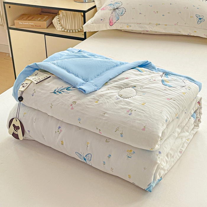 91家纺网 家纺一手货源 找家纺 富艺隆 2025新款水洗棉印花夏被 蝴蝶物语