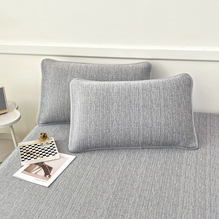 91家纺网 家纺一手货源 找家纺 子曰 2025新款高定版A类PE聚乙烯凉感凉席提花凉席床笠 千鸟格-灰【床笠款】