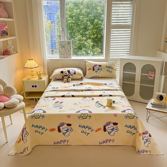 91家纺网 家纺一手货源 找家纺 晓时候 2025原棉老粗布床单凉席三件套软凉席子单床单 酷狗