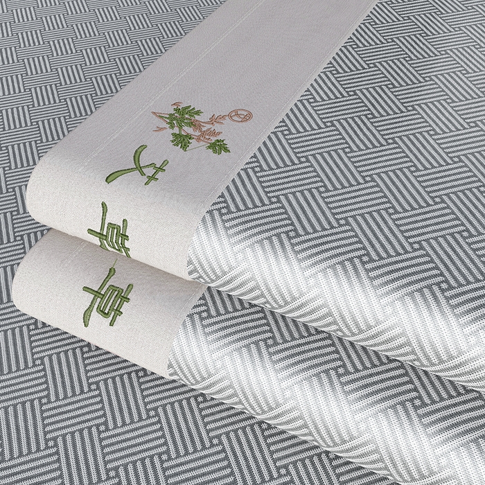 91家纺网 家纺一手货源 找家纺 席之家 2025新款凉感艾草冰藤席凉席席子 饼干花-灰色