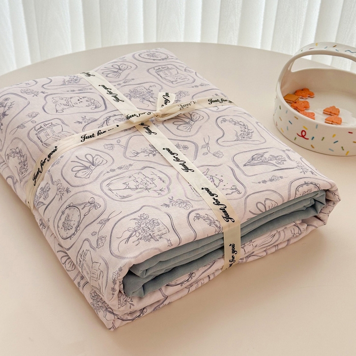 91家纺网 家纺一手货源 找家纺 塞纳 2026新款.全棉有氧双层纱四件套-场景二-浪漫主义-兰