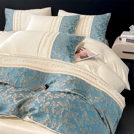 91家纺网 家纺一手货源 找家纺 （总）床绮 2025新款水洗真丝提花春日集四件套