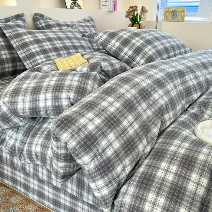 91家纺网 家纺一手货源 找家纺 金窝窝家纺 2025新款纯棉水洗棉四件套 爱锦灰