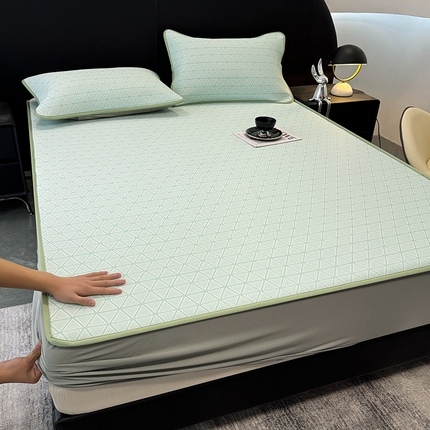 懒猫家纺 2025春夏新款PE凉感提花床席款床笠款凉席 欧迪亚 床笠款