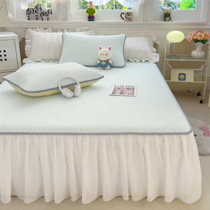 91家纺网 家纺一手货源 找家纺 （总）丝幔家纺 2025新款A类冰豆豆凉豆豆花边款凉席床裙