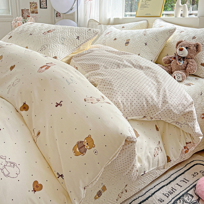 91家纺网 家纺一手货源 找家纺 羽爱家纺 2025新款A类双面全棉印花床盖套件 甜心派对