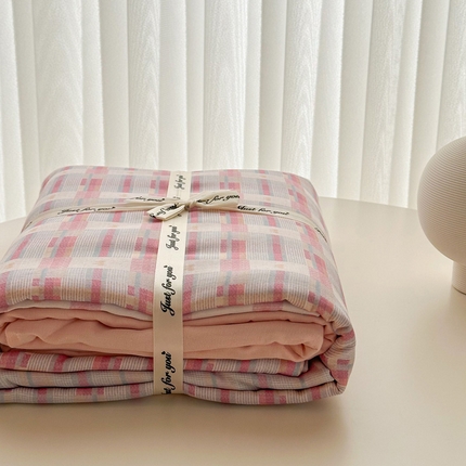 91家纺网 家纺一手货源 找家纺 塞纳 2026新款.全棉有氧双层纱四件套-场景二-云缦-红