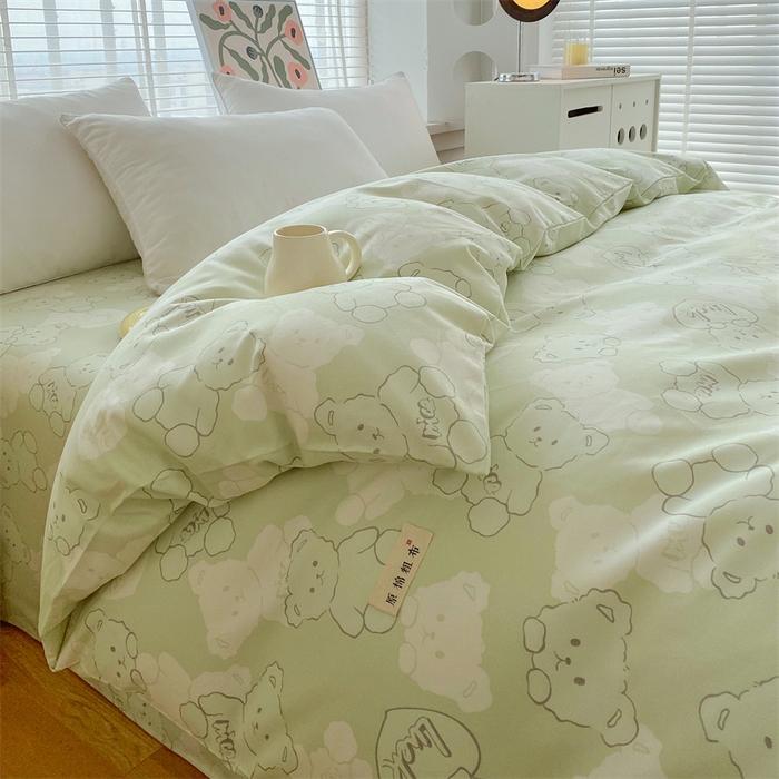 91家纺网 家纺一手货源 找家纺 凯磊2025新款老粗布印花单品被套被套单件 萌熊悠眠