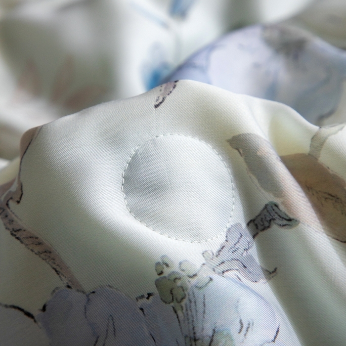 91家纺网 家纺一手货源 找家纺 金喜 2025新款天丝夏被夏凉被薄被子套件数码印花夏被四件套 悠蓝挽夏