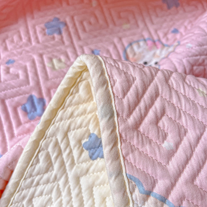 91家纺网 家纺一手货源 找家纺 羽爱家纺 2025新款A类双面全棉印花床盖套件 星星汪