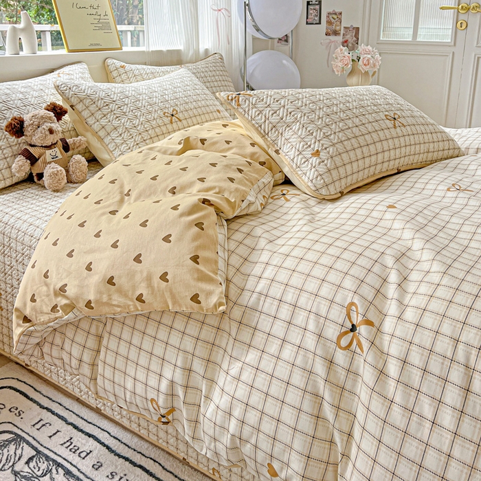 91家纺网 家纺一手货源 找家纺 羽爱家纺 2025新款A类双面全棉印花床盖套件 极简主义