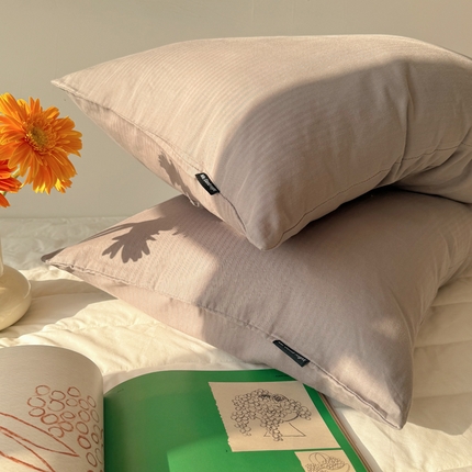 蜜宿 2025新款全棉人字纹枕套 浅灰
